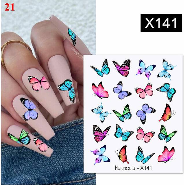 Nail Art Water Decal Transfer Sticker Flower Butterfly Nails Decoration Tips DIY
