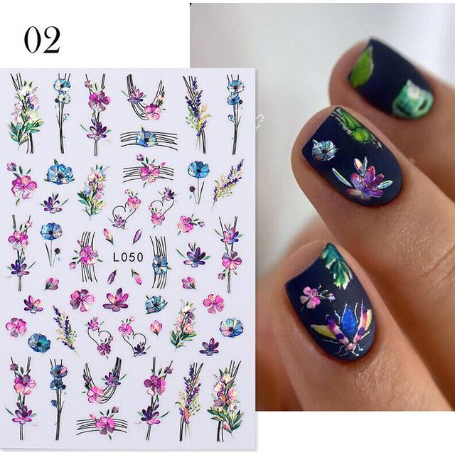 Valentines Day 3D Nail Stickers Love Heart Black White Letters Design Decoration
