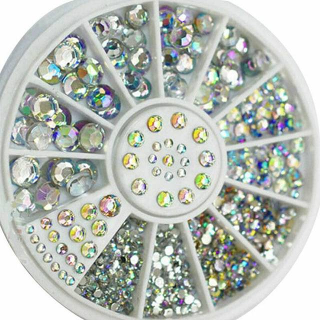 3D Nail Art Rhinestones in Wheel Glass Crystals Gems Beads Charms Glitter Decors