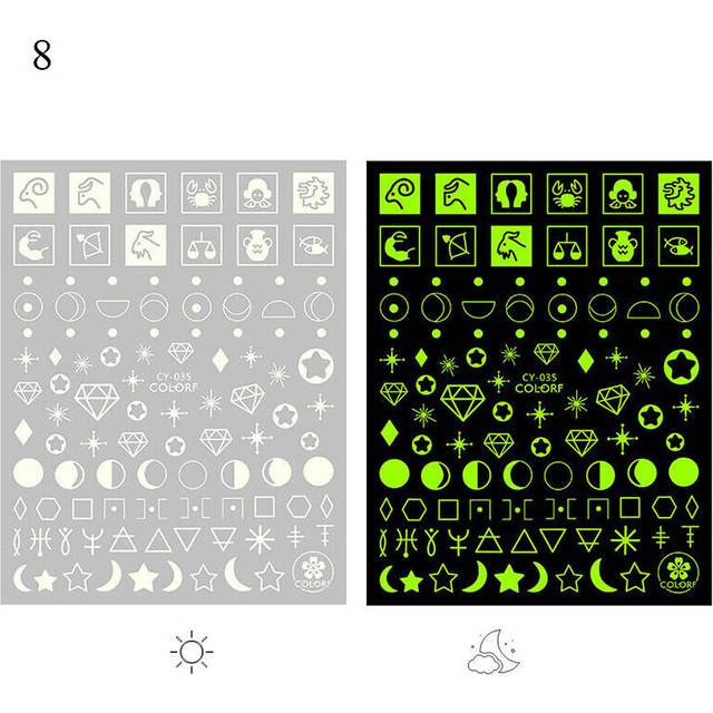 Women Luminous Nail Sticker 3D Glowing DIY Stars Manicure Decal Decoration Club
