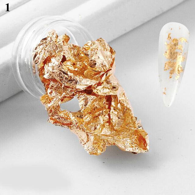 Nail Foil Paper Holographic Flakes Nail Art Sticker 3D Manicure Decoration Gold