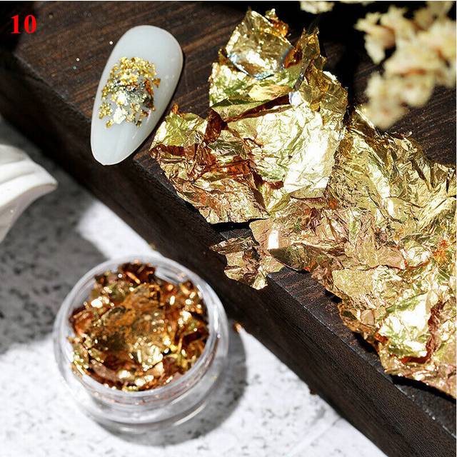Nail Foil Paper Holographic Flakes Nail Art Sticker 3D Manicure Decoration Gold