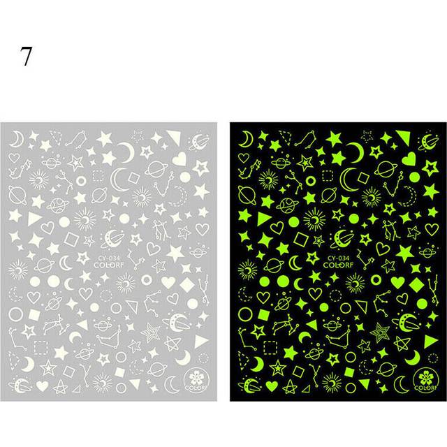 Women Luminous Nail Sticker 3D Glowing DIY Stars Manicure Decal Decoration Club