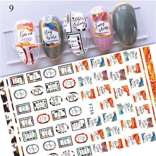 Nail Art Decals Sticker 3D Heart Star Letter Nail Slider DIY Manicure Decoration