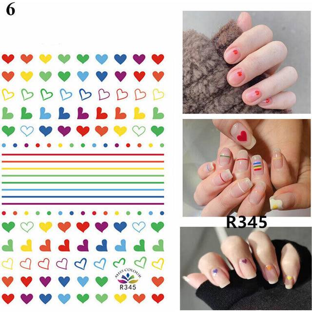 Flowers Butterfly Nail Foils Decal 3D Love French Ribbon Nails Sticker Art Women