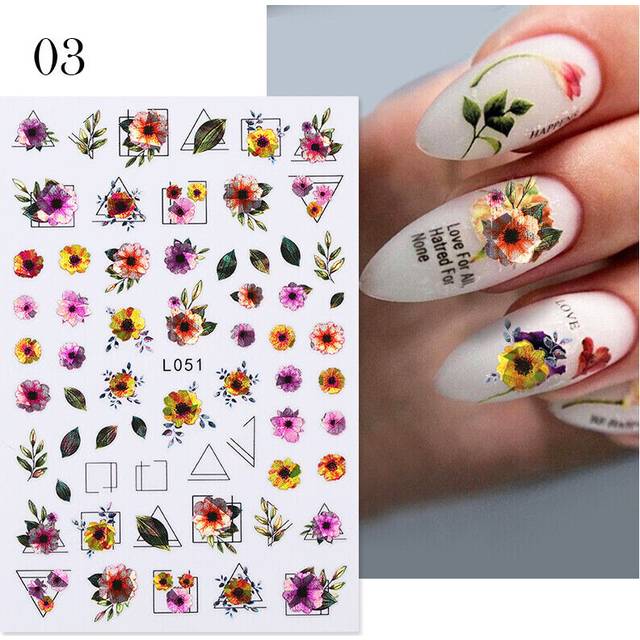 Valentines Day 3D Nail Stickers Love Heart Black White Letters Design Decoration