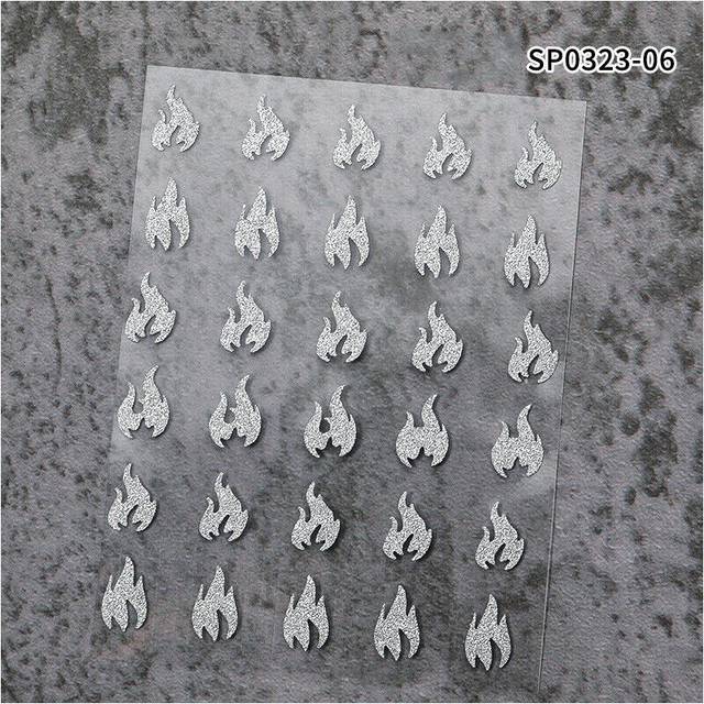 Decoration DIY Manicure 3D Silver French Tips Star Fire Nail Stickers Decal Art