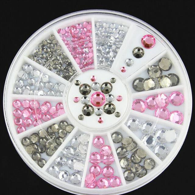 3D Nail Art Rhinestones in Wheel Glass Crystals Gems Beads Charms Glitter Decors