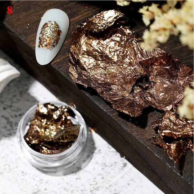 Nail Foil Paper Holographic Flakes Nail Art Sticker 3D Manicure Decoration Gold