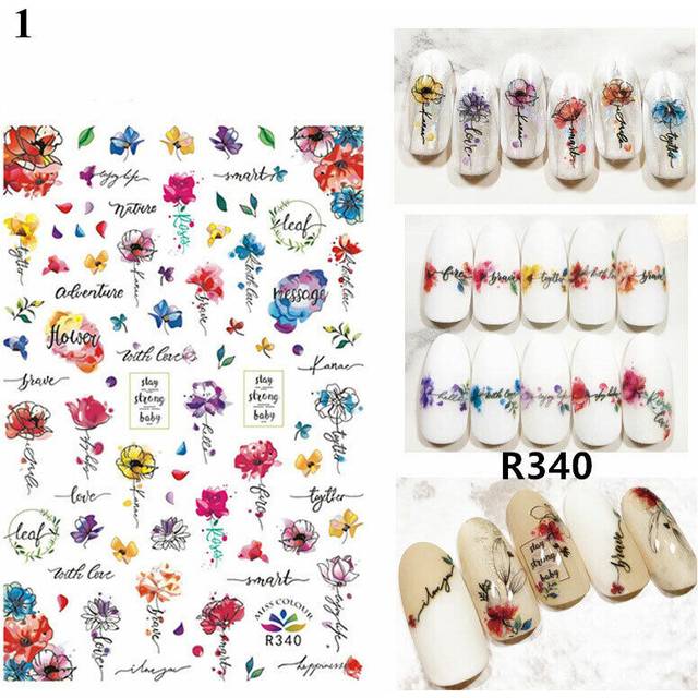 Flowers Butterfly Nail Foils Decal 3D Love French Ribbon Nails Sticker Art Women