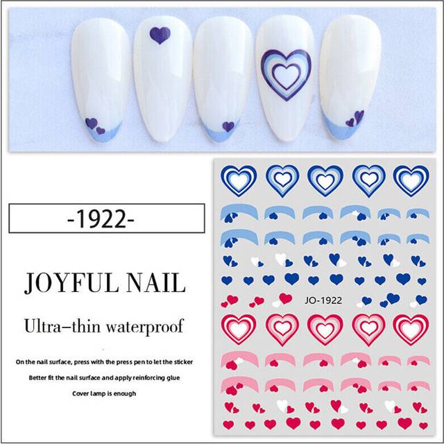 Nail Art Stickers Decals Transfers Valentines Day Black Gradient Love Hearts DIY