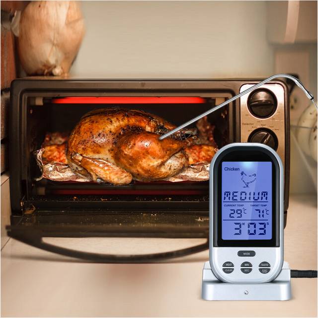 Wireless Meat Thermometer with Probe LCD Display