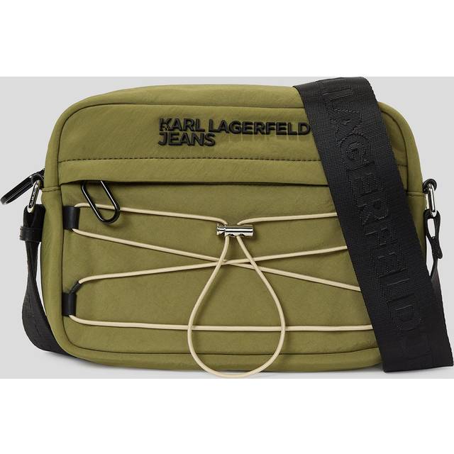 Karl Lagerfeld, Utility Drawstring Crossbody Bag, Man, Mosstone, Size: One size