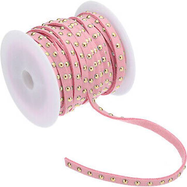 32.8ft Studded Faux Suede Cord Rope For Jewelry Making, Pink Golden