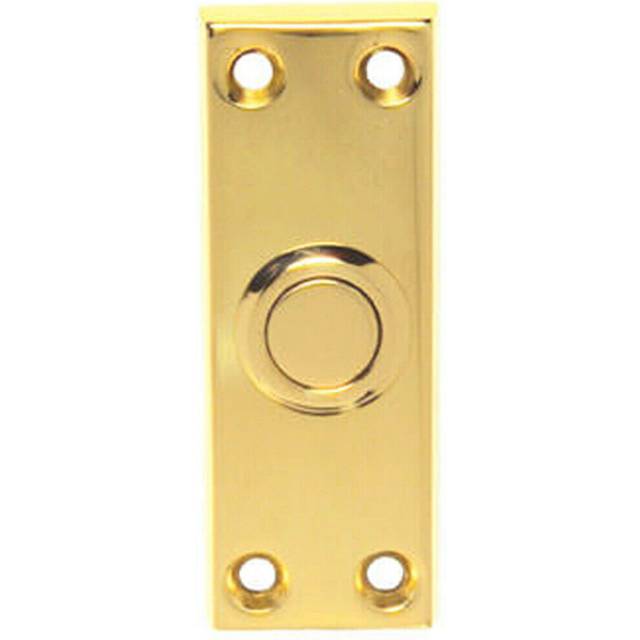Decorative Door Bell Cover Polished Brass 76 x 25mm Victorian Square Edged