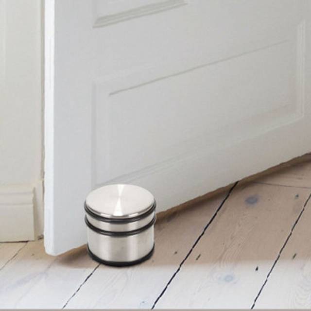 (1) Stainless Steel Door Stop Protector Wide Extra Large Round Heavy Duty Stopper