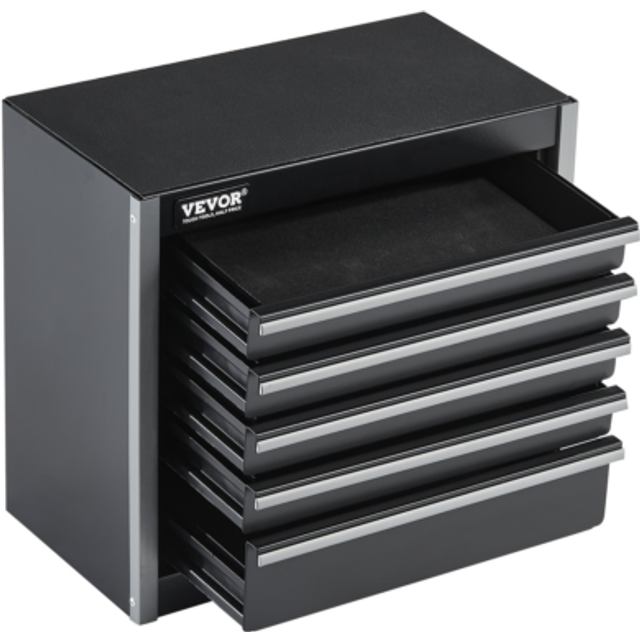 VEVOR Metal Tool Box  8.6-inch  Portable Metal Tool Box with 5 Drawers  Small Tool Chest with EVA Liners and PP Feet Pads  Heavy-Duty Steel With Ball