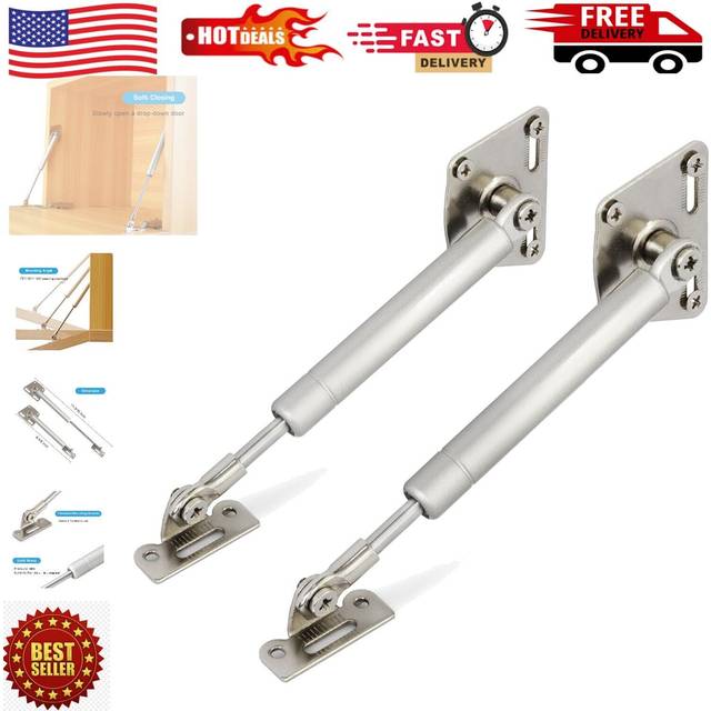 100N22lb Gas Spring Soft Close Hinges Slow Down Lid Stay Slowly Open Drop Door Flap for Kitchen Cabinet Cupboard Desk Pack of 2