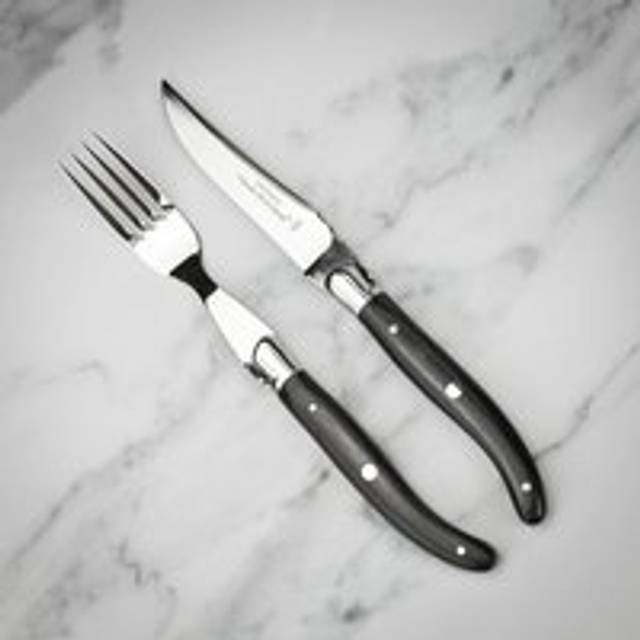 Claude Dozorme Boxed Set Laguiole Knife and Fork - Ebony - can be Engraved or Personalised - Black