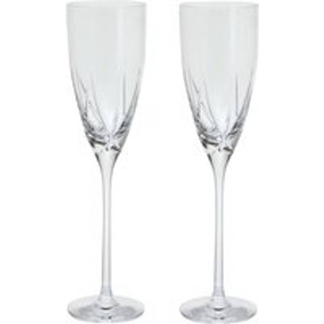Dartington Handmade Pair of Swish Cut Crystal Flutes - can be Engraved or Personalised - Transparent