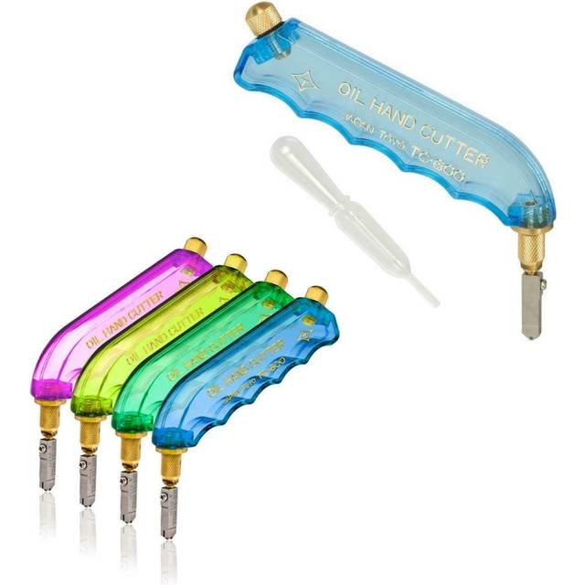 Toyo Glass Cutter Narrow Pattern Head Pistol Grip TC-600 Rainbow Self Oil
