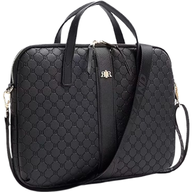 River Island Womens Black Embossed Ri Monogram Laptop Bag - One Size