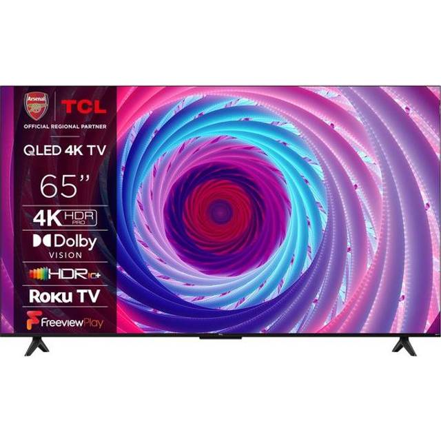 65" TCL 65RC650K Roku TV Smart 4K Ultra HD HDR QLED TV, Silver/Grey