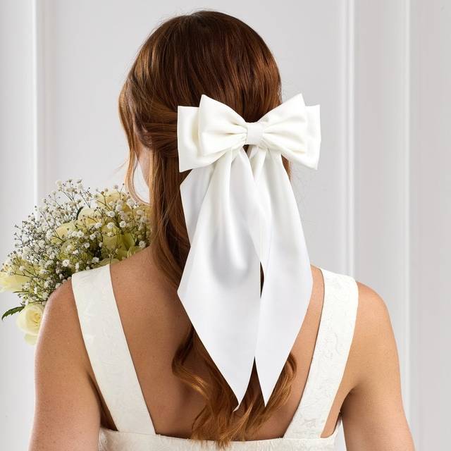 Jon Richard Ivory Satin Bow, Ivory, Women
