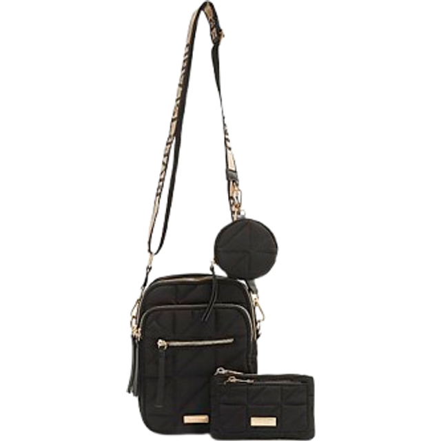 River Island Womens Black Quilted Messenger Bag & Cardholder Set - One Size