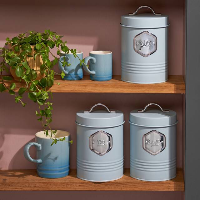 Cooks Professional Kitchen Storage Set 3-Piece Tea Coffee Sugar Blue/Silver, Multi