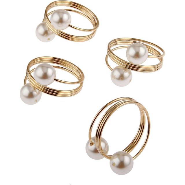 12Pcs Pearl Napkin Buckle Hoop Rings Circle Serviette Holder