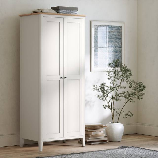 Maelle 2 Door Full Hanging Wardrobe - Ivory (185cm H X 80cm W X 55cm D)