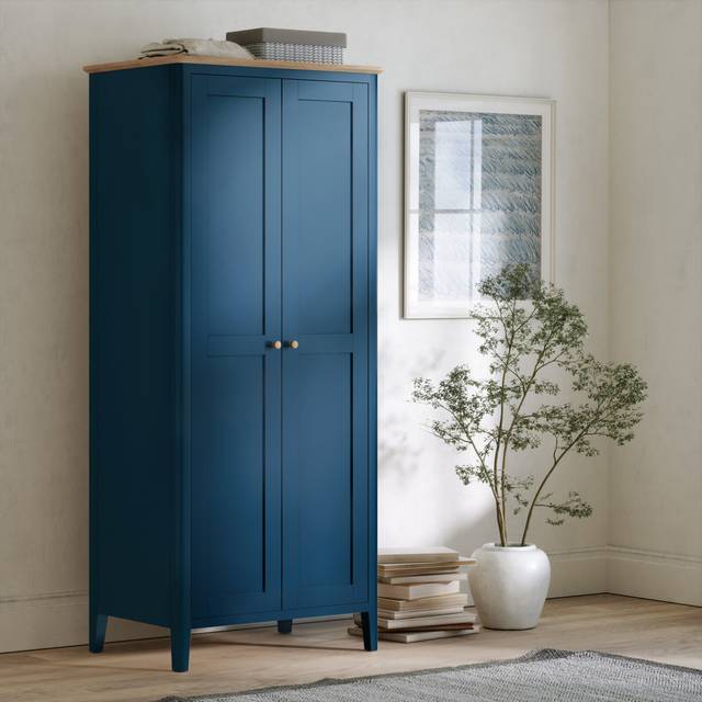 Maelle 2 Door Full Hanging Wardrobe - Navy (185cm H X 80cm W X 55cm D)