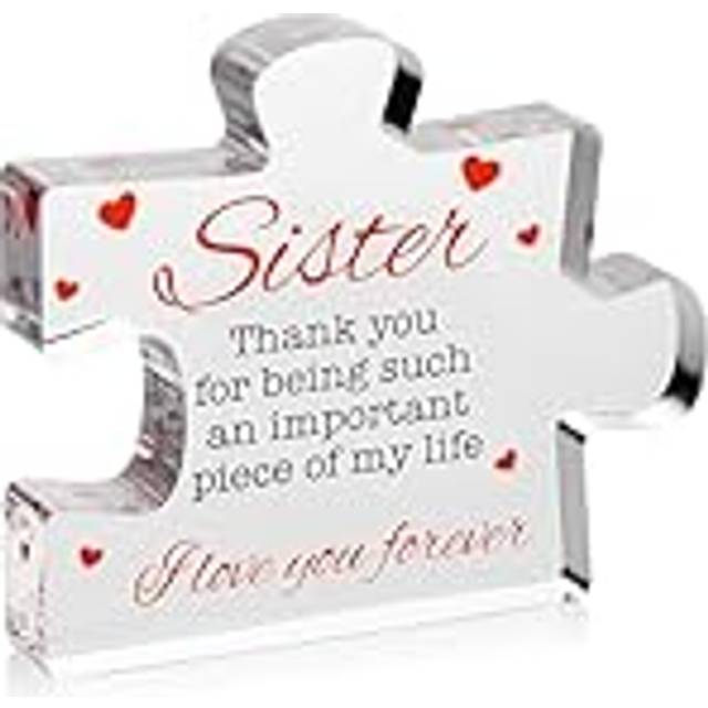 Birthday Gifts for Sister - Engraved Acrylic Block Puzzle Sister Present - Cute Birthday Gifts from Sister  Happy Birthday Sister Gift from Brother