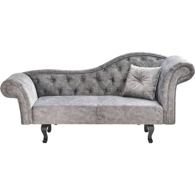 Beliani Right Hand Velvet Chaise Lounge Grey Lattes Ii, Grey