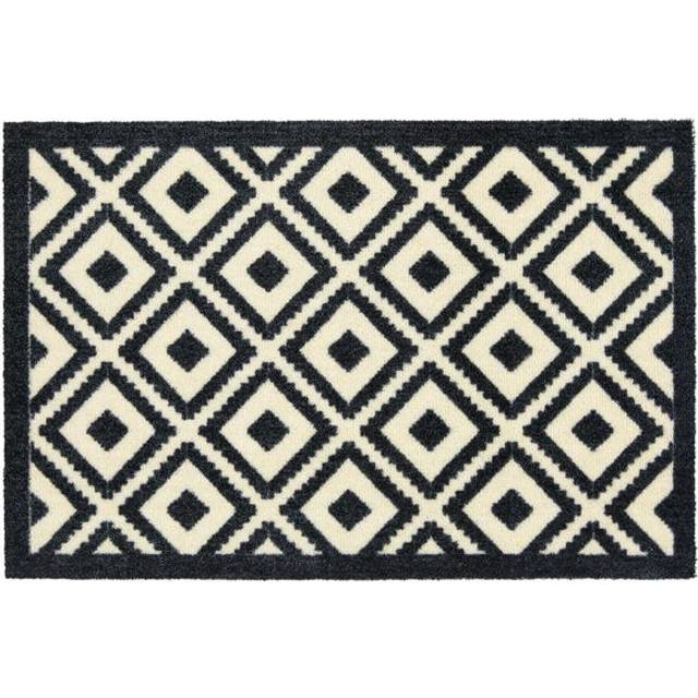 Marvel Geometric Mono Printed Washable Doormat - Black/White