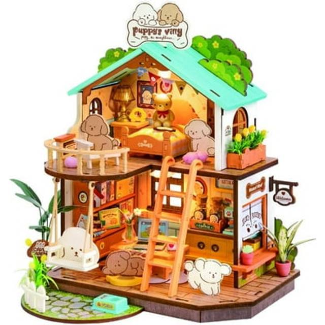 Robotime Puppy's Cozy Villa DIY Miniature Doll House Gift for Adults