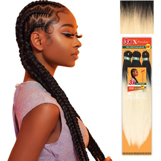 Sensationnel X-pression prestretched braiding hair - 3x braid 58 inch all kanekalon flame retardant synthetic braid for box braids and twists 1 pack,