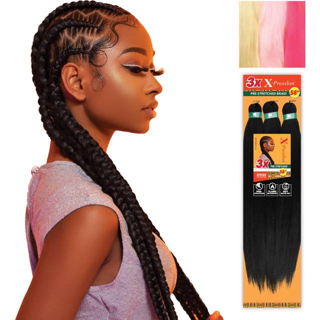 Sensationnel Xpression prestretched braiding hair - 3x xpression 58-inch flame retardant smooth yaki braid - 3x x-pression 58 inch 1 pack  613/BLUSHPI