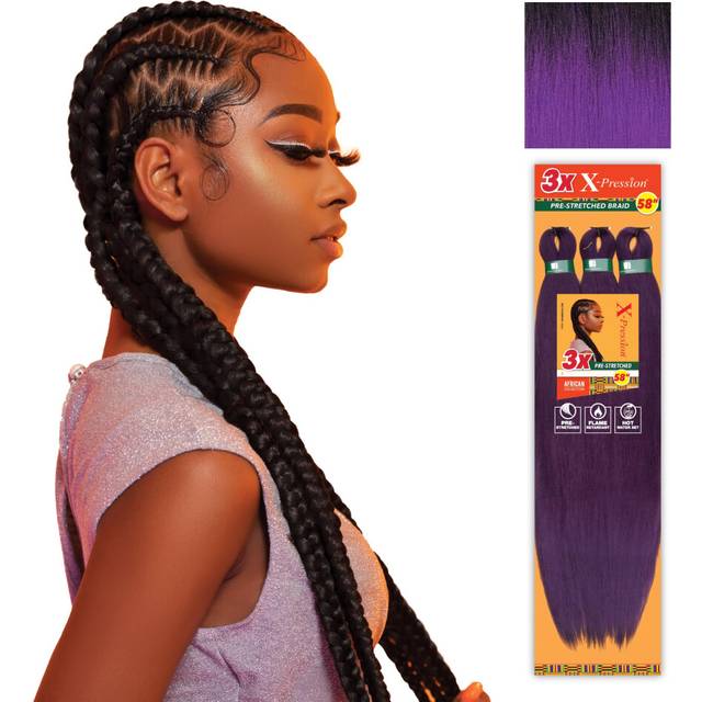 Sensationnel Xpression prestretched braiding hair - 3x xpression 58-inch flame retardant smooth yaki braid - 3x x-pression 58 inch 3 pack  T1B/PUR