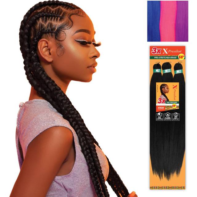 Sensationnel Xpression prestretched braiding hair - 3x xpression 58-inch flame retardant smooth yaki braid - 3x x-pression 58 inch 1 pack  NBLUE/NPINK