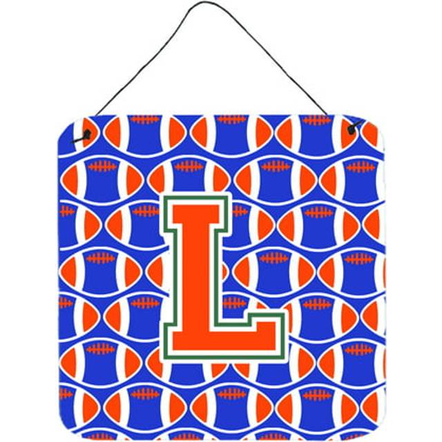 """""Caroline's Treasures Football Green  Blue and Orange Letter L Wall or Door Hanging Prints CJ1083-LDS66  6"""""""" H x 6"""""""" W"""""