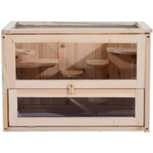 Pawhut Wooden Hamster Cage Mouse Mice Rodent Small Animals Hutch Exercise Play House 60 X 35 X 42cm
