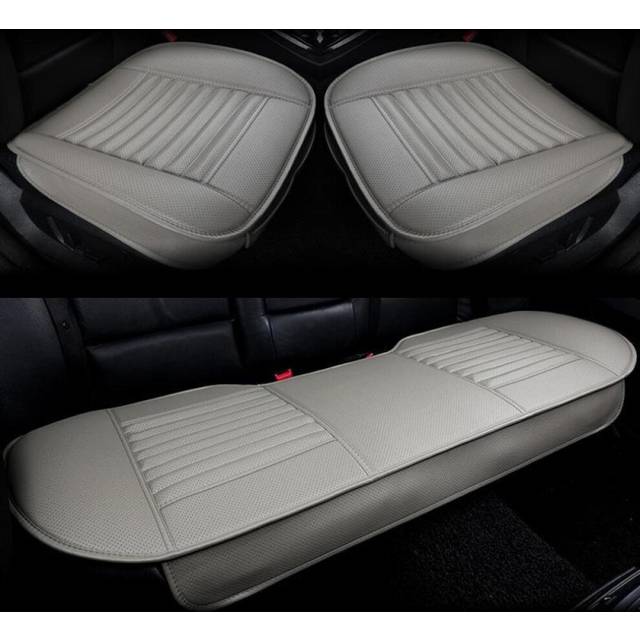 (grey, 3Pcs/set) Universal 5d Car Pu Leather Front Seat Rear Seat Seat Cover Pad Breathable Seat Pad Cushion