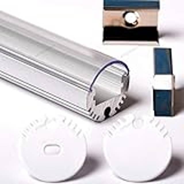 Aftertech® 2020 20 mm ø aluminium rund profil 1 m för LED Strip RigID bar 1 m + transparent täckning