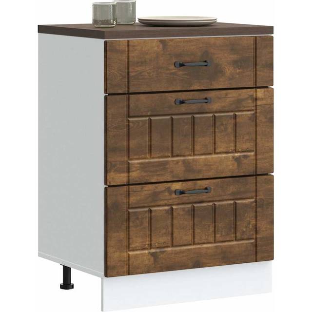 vidaXL Kitchen Base Cabinet Lucca Smoked Oak Engineered Wood - Brown