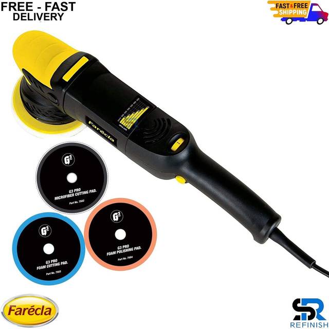 Farecla polisher dual action machine plus 15mm with 3 polishing pads - gpt203