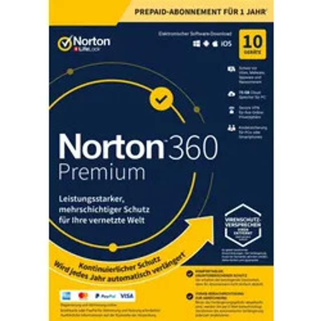 Norton 360 Premium  ESD  10 Ger�te 1 Jahr (Download)