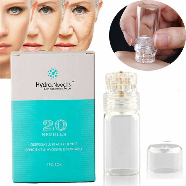 (1.5mm) Hydra Needle 20 Pins Micro Needle Titanium Roller Stamp Hydra Roller Microneedle Fine Serum Injection Applicator Tool Skin Care Anti Aging