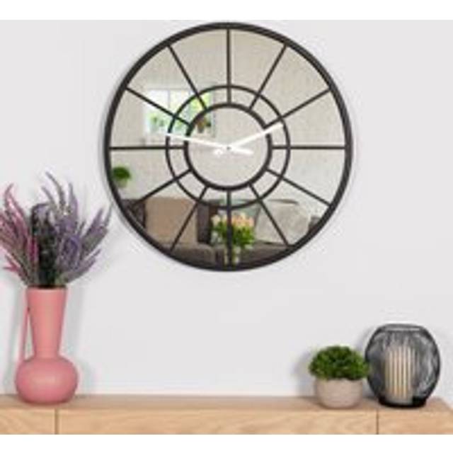 Charles Bentley Buttermere Indoor Outdoor Mirrored Skeleton Wall Clock, Black